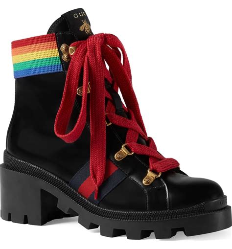 gucci rainbow combat boots|Gucci combat boots for women.